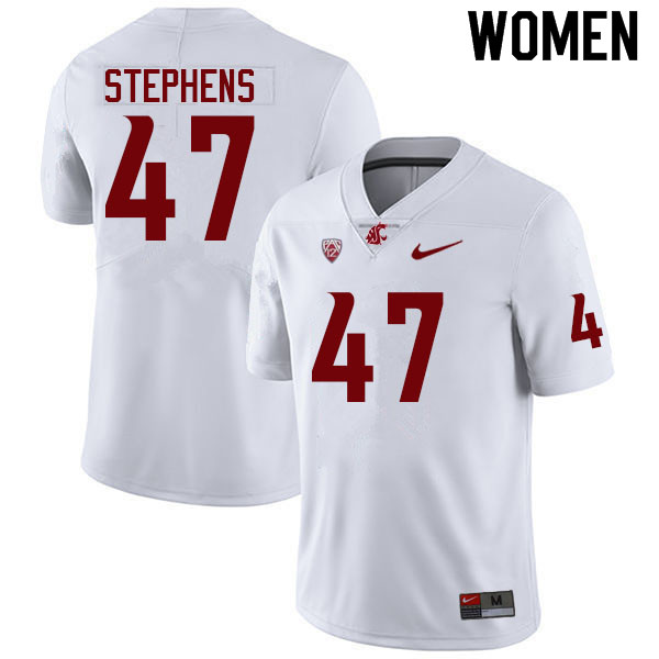 Women #47 Darnell Stephens Washington State Cougars College Football Jerseys Sale-White